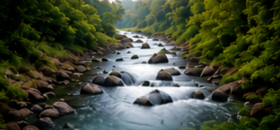 A clear mountain stream running over rocks